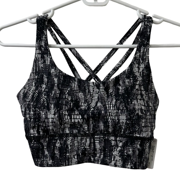 NWT Lululemon Energy Longline Bra in Lino Slide Alpine White Black Woman’s 4 - Picture 4 of 7